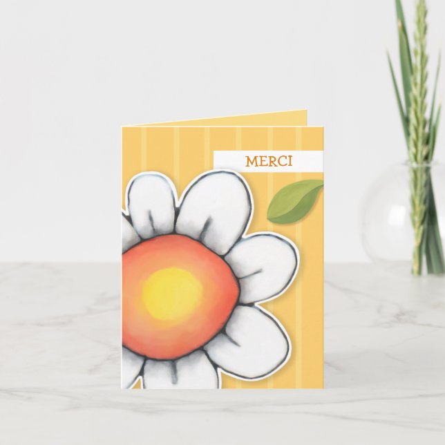 Daisy Joy yellow stripes Danke Note Card (Vorderseite)