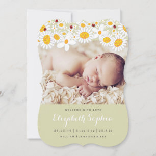 Daisy & Ladybug Baby Girl Foto Geburtsankündigung Ankündigung