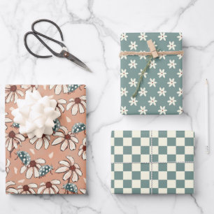 Daisy Ladybug und Checkerboard Geschenkpapier Set