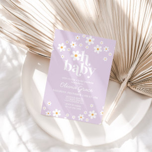Daisy Lavender Retro-Baby-Einladung Einladung