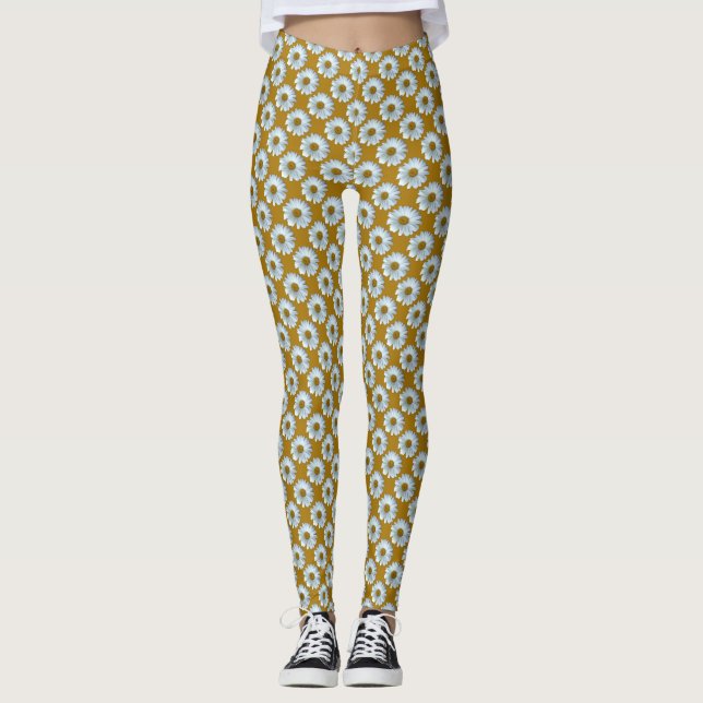 Daisy Leggings White Daisy Wildblume Leggings (Vorderseite)