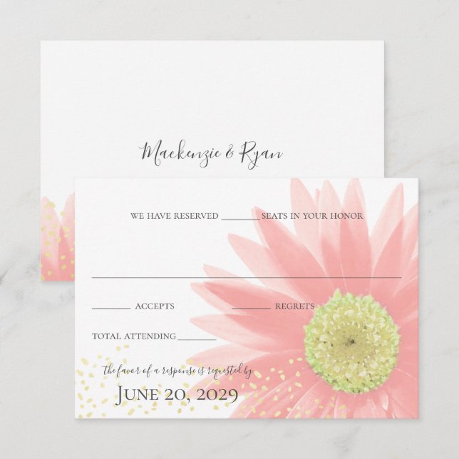 Daisy Liebe Pink Garden Wedding Response Einladung (Vorne/Hinten)