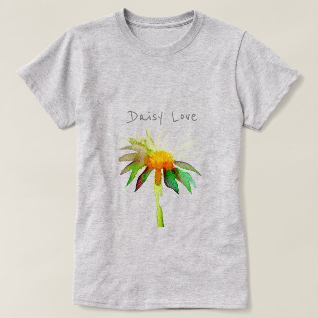 Daisy Liebe Slogan moderne Aquarellkunst Blume T-Shirt (Design vorne)
