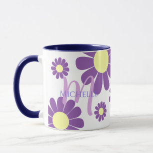 Daisy Lila Monogram Tasse