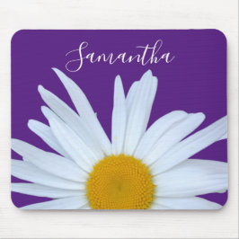Daisy Lila White Script Mousepad