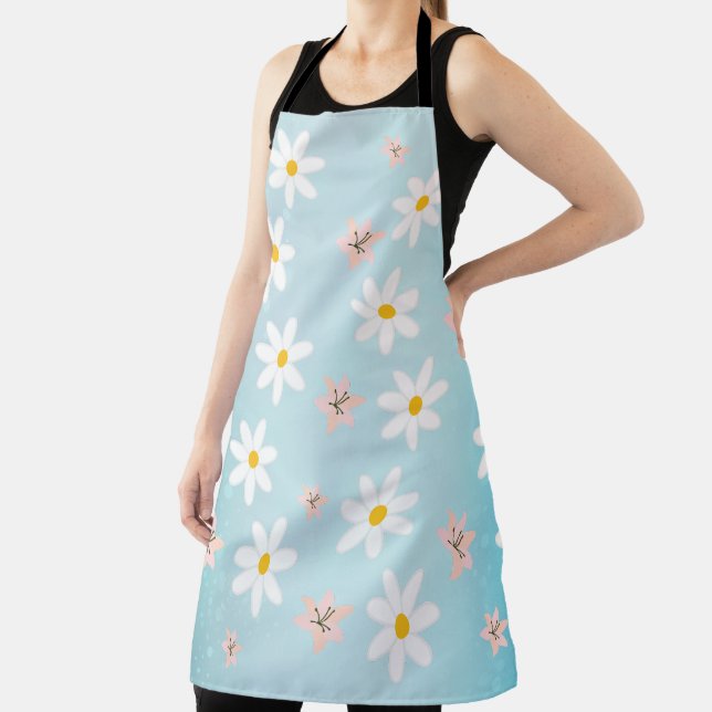 Daisy Lilie Blume Muster auf Meeresdrehmoment Hint Schürze (InSitu)