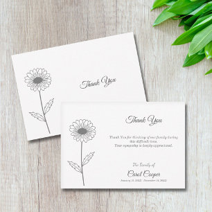 Daisy Line Art Beerdigung Danke Note Card