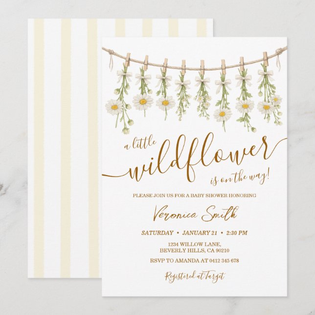 Daisy Little Wildflower Baby Shower Invitation Einladung (Vorne/Hinten)