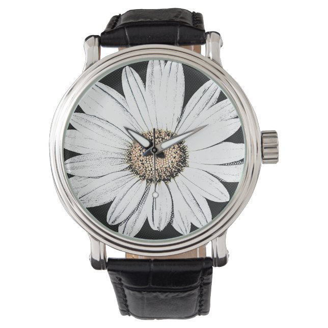 Daisy Mae Vintag Leather Strap Black Armbanduhr (Vorderseite)