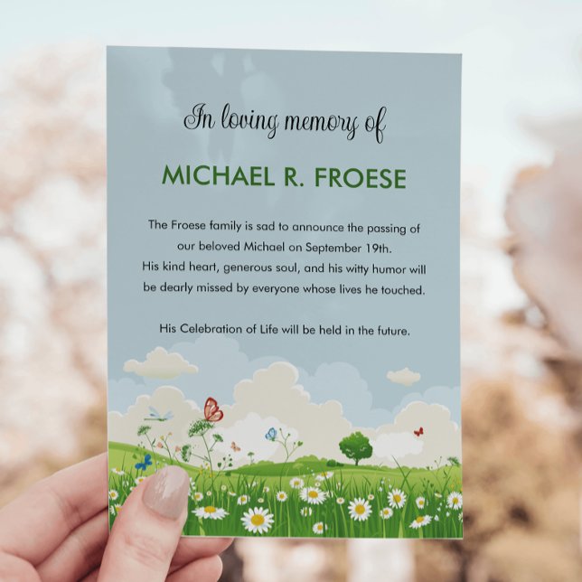 Daisy Meadow Photo Faire-part de la mort (Créateur téléchargé)