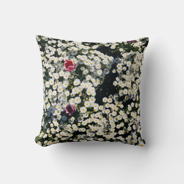 Daisy Meadow Polyester-Wurfkissen Kissen (Vorderseite)