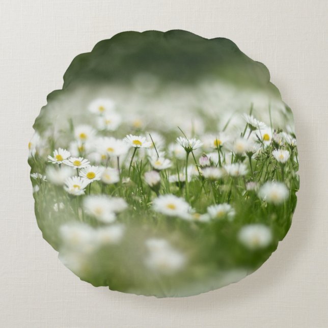 Daisy Meadow Rundes Kissen (Vorderseite)
