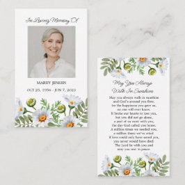 Daisy Memorial Photo Funeral Prayer Card Visitenkarte