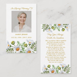Daisy Memorial Photo Funeral Prayer Card Visitenkarte