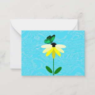 Daisy mit grünen SchmetterlingMitteilungskarten Mitteilungskarte