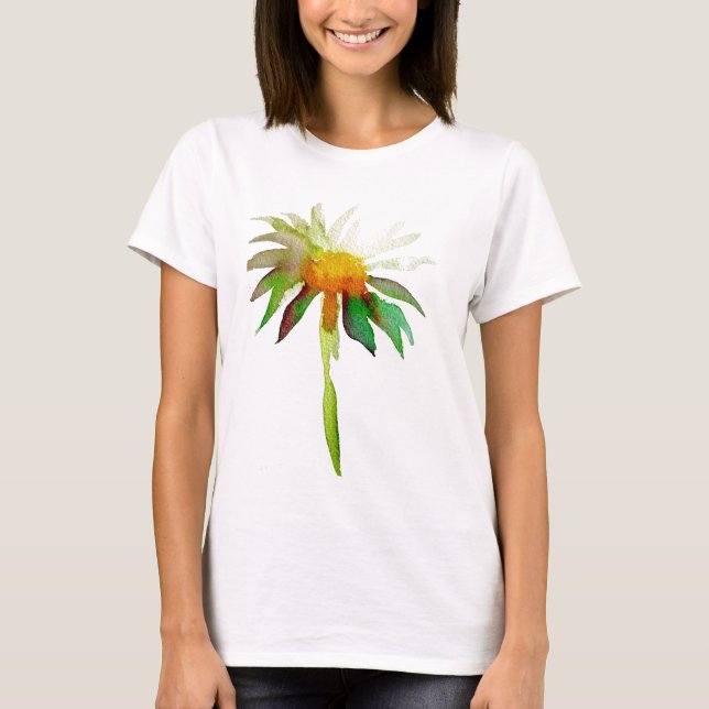 Daisy moderne Aquarellkunst Blume T-Shirt (Vorderseite)
