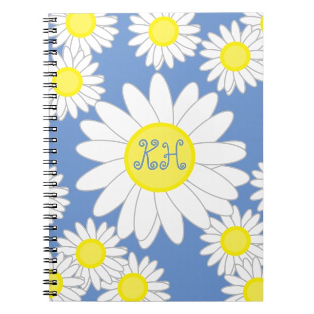 Daisy Monogram Blue White und Yellow Notizblock (Vorderseite)