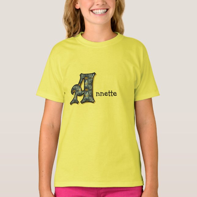 Daisy Monogram - Ihr Name Initial A T-Shirt (Vorderseite)