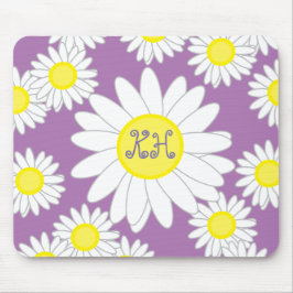 Daisy Monogram Lila weiß und gelb Mousepad