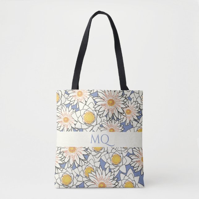Daisy Monogram Spring Floral Tasche (Vorderseite)