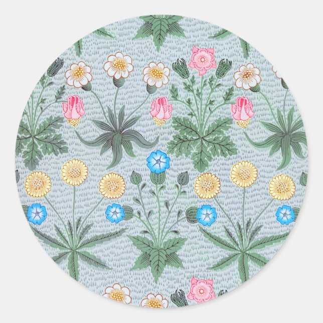 Daisy-Muster von William Morris Runder Aufkleber (Vorderseite)