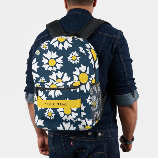 Daisy Muster, White Daisies, Ihr Name Bedruckter Rucksack (Insitu (Modell))