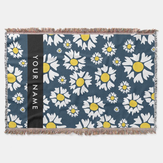 Daisy Muster, White Daisies, Ihr Name Decke (Vorderseite)