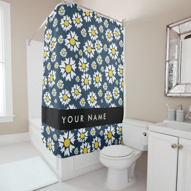Daisy Muster, White Daisies, Ihr Name Duschvorhang (Beispiel)