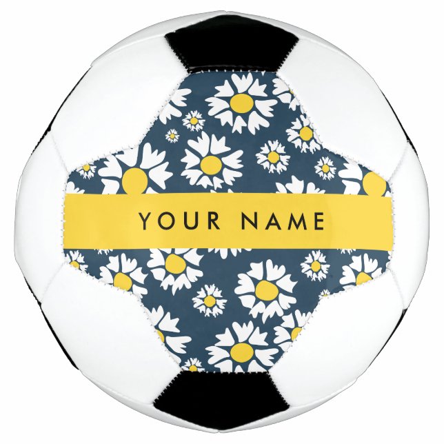 Daisy Muster, White Daisies, Ihr Name Fußball (Vorderseite)