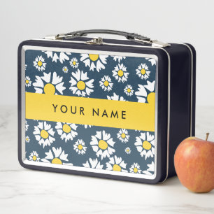 Daisy Muster, White Daisies, Ihr Name Metall Brotdose
