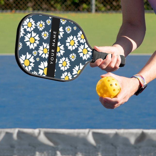 Daisy Muster, White Daisies, Ihr Name Pickleball Schläger (InSitu)