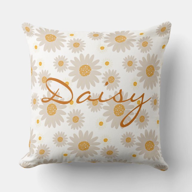 Daisy name reveal custom retro daisy boho flower kissen (Vorderseite)