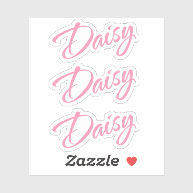Daisy Name Rosa Cursive Schriftart x3 Aufkleber (Blatt)