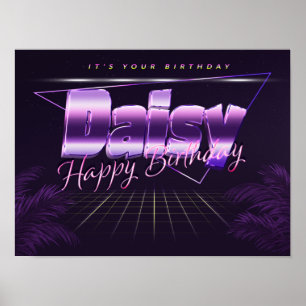 Daisy Name Vorname lila retro Poster Geburtstag