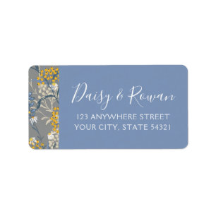 Daisy Navy Blue & Yellow Rowan Berries Adresse Adressaufkleber