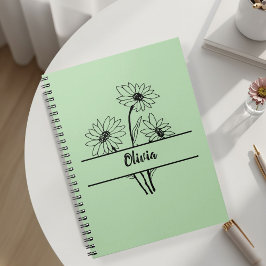 Daisy notebook personalized gift for girls notizblock