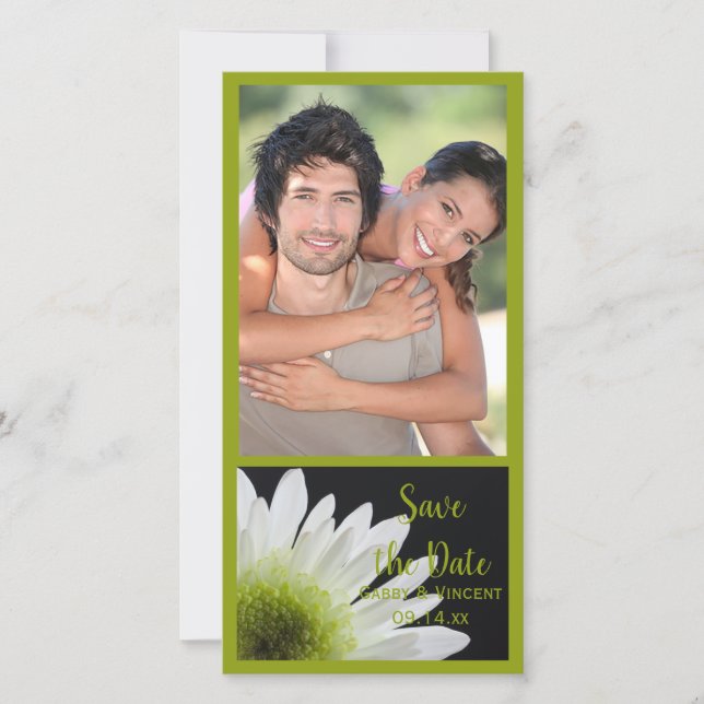 Daisy on Black Wedding Save the Date Carte photo (Devant)