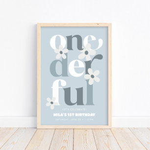 Daisy Onederful Modern Boho 1. Geburtstag Poster