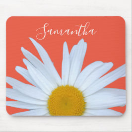 Daisy Orange Elegant White Script Mousepad