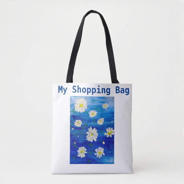 Daisy Painting Designed Reusable Shopping Bag Tasche (Vorderseite)