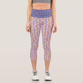 Daisy Pastel Kariert Mixed Print Capri Leggings