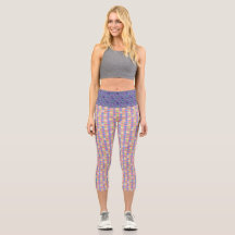 Daisy Pastel Kariert Mixed Print Capri Leggings