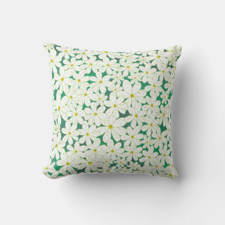 Daisy Patch - White daisies on emerald background Kissen