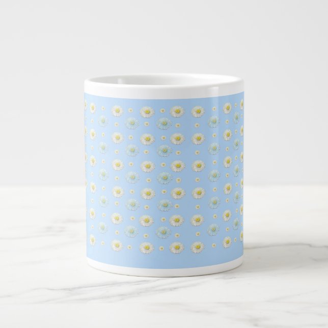 Daisy Pattern auf hellblauem Hintergrund Jumbo-Tasse (Vorderseite)