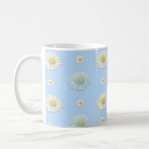 Daisy Pattern auf hellblauem Hintergrund Kaffeetasse