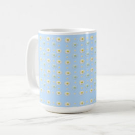 Daisy Pattern auf hellblauem Hintergrund Kaffeetasse