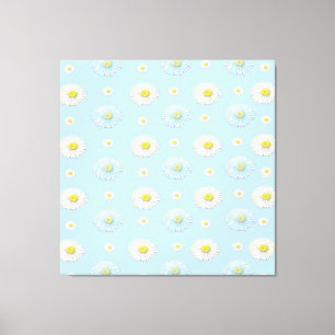 Daisy Pattern auf hellblauem Hintergrund Leinwanddruck