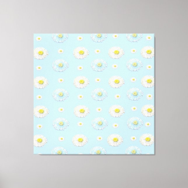 Daisy Pattern auf hellblauem Hintergrund Leinwanddruck (Vorderseite)