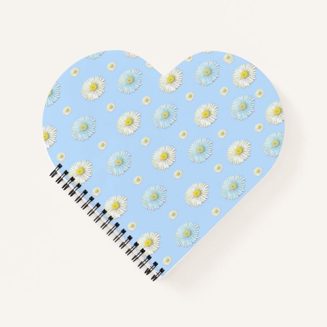 Daisy Pattern auf hellblauem Hintergrund Notizbuch (Vorderseite)