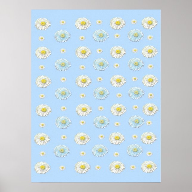 Daisy Pattern auf hellblauem Hintergrund Poster (Vorne)